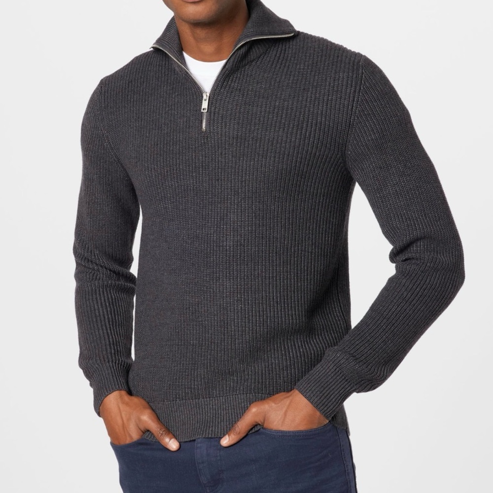 Calvin Klein Men's Dark Gray Zip-Up Sweater